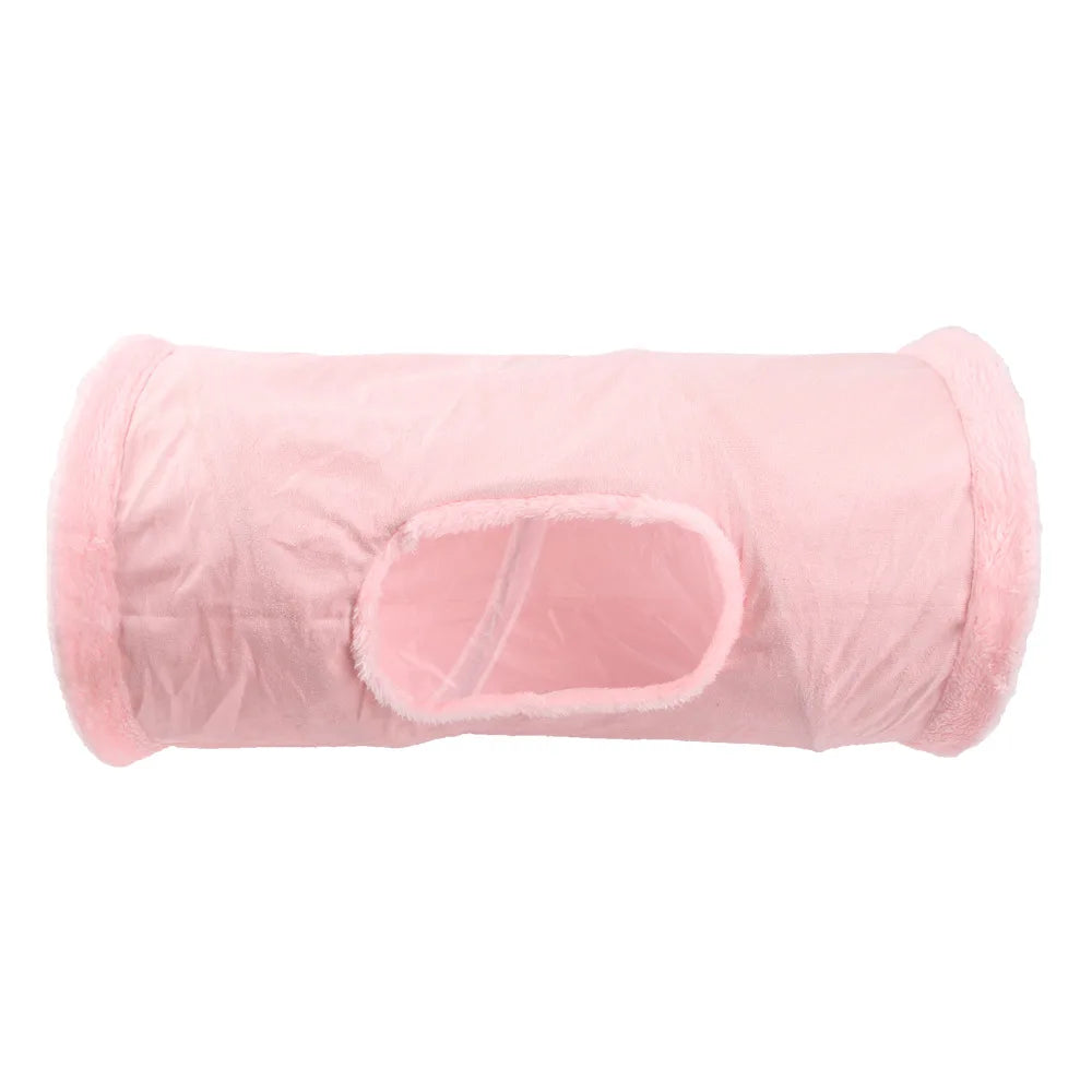 Túnel Plegable de Peluche para Gatos y Perros Pequeños – Tela Suede | Juguete de Ejercicio y Escondite Interior
