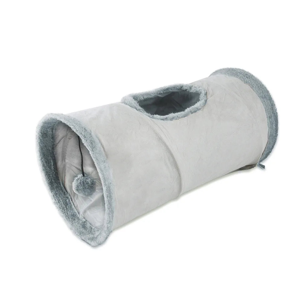 Túnel Plegable de Peluche para Gatos y Perros Pequeños – Tela Suede | Juguete de Ejercicio y Escondite Interior