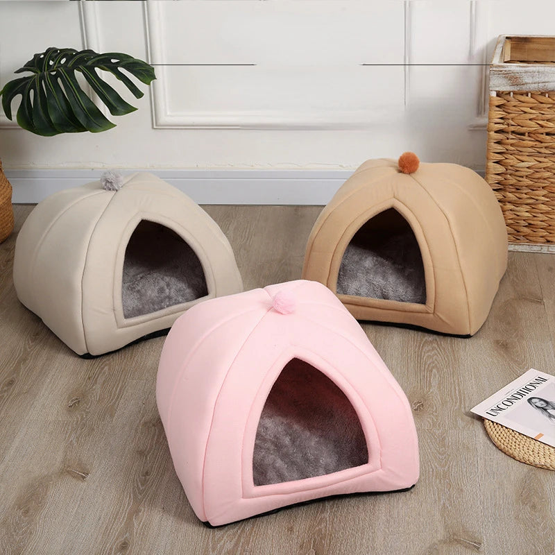 Casa cama semiencerrada para gatos y perros pequeños