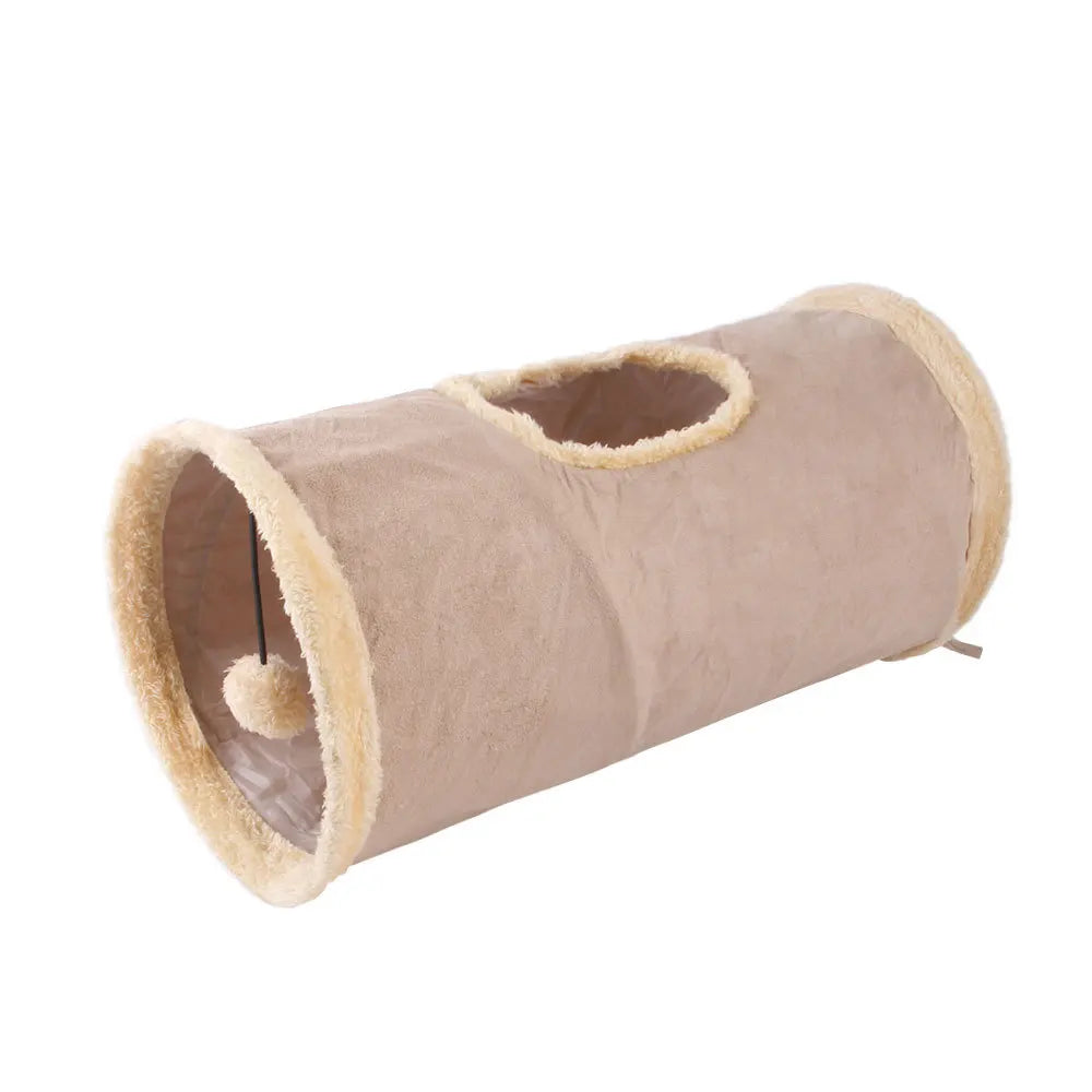 Túnel Plegable de Peluche para Gatos y Perros Pequeños – Tela Suede | Juguete de Ejercicio y Escondite Interior